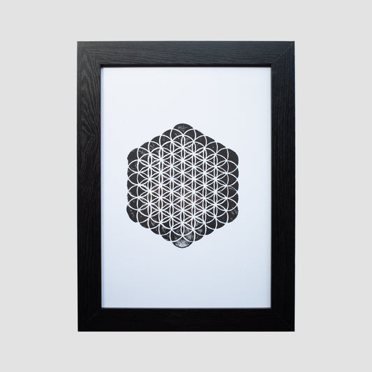Flower Of Life Lino Cut Framed