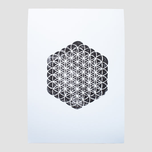 Flower Of Life Lino Cut Print